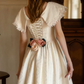 Retro Jewel Neck Lace Wedding Dresses Jacquard A-Line Bridal Dress C9835