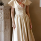 Retro Jewel Neck Lace Wedding Dresses Jacquard A-Line Bridal Dress C9835