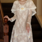 Unique Jewel Neck White Prom Dress Lace Long Sleeve Mermaid Evening Dress C9837