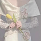 Alluring U Neck White Prom Dress Lace Satin Long Sleeve Sheath Evening Dress C9839