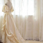 Trendy Off-Shoulder Ivory Prom Dress Appliques Beads Short Sleeve A-Line Evening Dress C9841