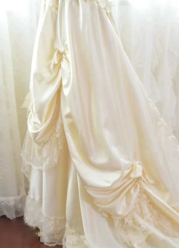 Trendy Off-Shoulder Ivory Prom Dress Appliques Beads Short Sleeve A-Line Evening Dress C9841