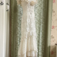 Sleek V Neck Tiered Prom Dress White Lace Mermaid Evening Dress C9843