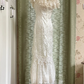 Sleek V Neck Tiered Prom Dress White Lace Mermaid Evening Dress C9843
