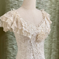 Sleek V Neck Tiered Prom Dress White Lace Mermaid Evening Dress C9843