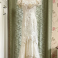 Sleek V Neck Tiered Prom Dress White Lace Mermaid Evening Dress C9843