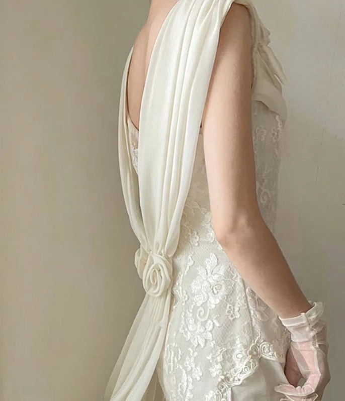 Elegant Square Neck Wedding Dresses Lace A-Line Bridal Dress C9844