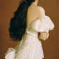 Enchanting Off-Shoulder Lace Wedding Dresses Satin Short Sleeve A-Line Bridal Dress C9847