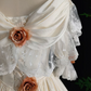 Vintage Off-Shoulder Lace Wedding Dresses Satin Long Sleeve Floral A-Line Bridal Dress C9848