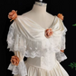 Vintage Off-Shoulder Lace Wedding Dresses Satin Long Sleeve Floral A-Line Bridal Dress C9848