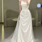 Superbe robe de mariée sirène bustier en satin et tulle, longue et en dentelle, C4563