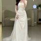 Superbe robe de mariée sirène bustier en satin et tulle, longue et en dentelle, C4563