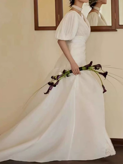 Superbe robe de mariée sirène bustier en satin et tulle, longue et en dentelle, C4563