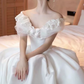 Superbe robe de mariée sirène bustier en satin et tulle, longue et en dentelle, C4563