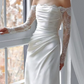 Superbe robe de mariée sirène bustier en satin et tulle, longue et en dentelle, C4563