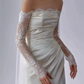 Superbe robe de mariée sirène bustier en satin et tulle, longue et en dentelle, C4563