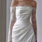 Superbe robe de mariée sirène bustier en satin et tulle, longue et en dentelle, C4563