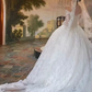 Glam Off-Shoulder Lace Wedding Dresses Long Sleeve A-Line Bridal Dress C9856