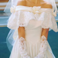Superbe robe de mariée sirène bustier en satin et tulle, longue et en dentelle, C4563