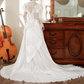 Vintage High Collar Beading Wedding Dresses Satin Long Sleeve A-Line Bridal Dress C9862