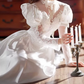 Vintage High Collar Beading Wedding Dresses Satin Long Sleeve A-Line Bridal Dress C9862