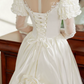 Romantic High Collar Appliques Wedding Dresses Satin Long Sleeve A-Line Bridal Dress C9863