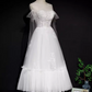 Vintage A line Straps White Tulle Homecoming Dress 18th Birthday Outfits C986