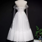 Vintage A line Straps White Tulle Homecoming Dress 18th Birthday Outfits C986