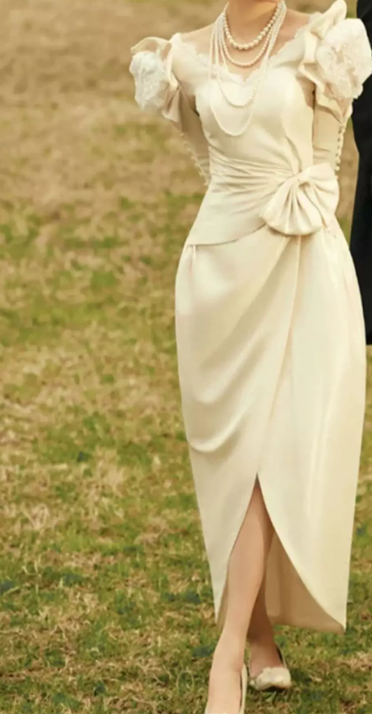 Unique V Neck Lace Prom Dress Long Sleeve Slit Sheath Evening Dress C9870