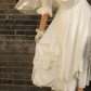 Gorgeous Square Neck Lace Wedding Dresses Short Sleeve Satin A-Line Bridal Dress C9871