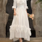 Gorgeous Square Neck Lace Wedding Dresses Short Sleeve Satin A-Line Bridal Dress C9871