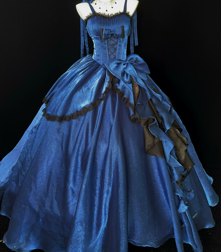 Robe de bal de princesse bustier à volants en satin long, robe de soirée C8117