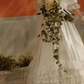 Elegant Off-Shoulder Tiered Wedding Dresses Short Sleeve Lace A-Line Bridal Dress C9873