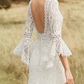 Classical Jewel Neck Backless Wedding Dresses Long Sleeve Lace A-Line Bridal Dress C9875