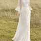 Classical Jewel Neck Backless Wedding Dresses Long Sleeve Lace A-Line Bridal Dress C9875