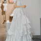 Fascinating High Collar Lace Wedding Dresses Short Sleeve Appliques A-Line Bridal Dress C9876
