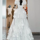 Fascinating High Collar Lace Wedding Dresses Short Sleeve Appliques A-Line Bridal Dress C9876