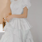 Fascinating High Collar Lace Wedding Dresses Short Sleeve Appliques A-Line Bridal Dress C9876