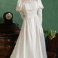 Classical High Collar Appliques Wedding Dresses Satin Long Sleeve A-Line Bridal Dress C9878