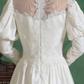 Classical High Collar Appliques Wedding Dresses Satin Long Sleeve A-Line Bridal Dress C9878