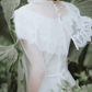 Sleek High Collar Lace Wedding Dresses Long Sleeve A-Line Bridal Dress C9881