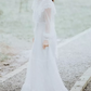 Sleek High Collar Lace Wedding Dresses Long Sleeve A-Line Bridal Dress C9881