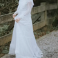 Sleek High Collar Lace Wedding Dresses Long Sleeve A-Line Bridal Dress C9881