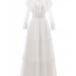 Sleek High Collar Lace Wedding Dresses Long Sleeve A-Line Bridal Dress C9881