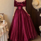 Attractive Off-Shoulder Prom Dress Red Appliques A-Line Evening Dress C9882