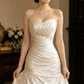 Robe de bal de princesse bustier à volants en satin long, robe de soirée C8117