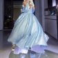 Robe de bal de princesse bustier à volants en satin long, robe de soirée C8117