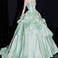 Gorgeous Strapless Green Prom Dress Beads Satin A-Line Evening Dress C9888