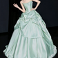 Gorgeous Strapless Green Prom Dress Beads Satin A-Line Evening Dress C9888