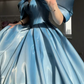 Robe de bal de princesse bustier à volants en satin long, robe de soirée C8117